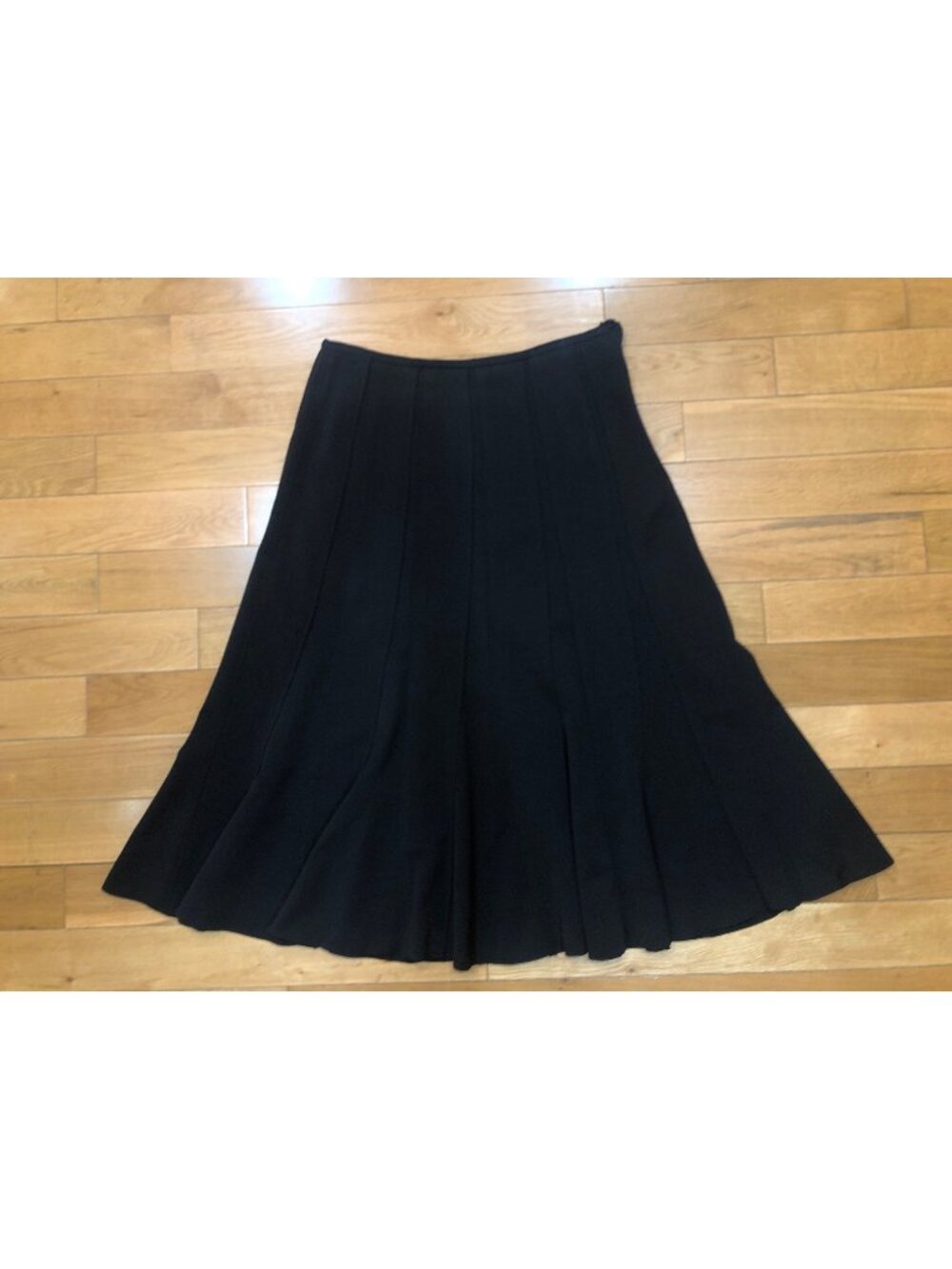 Lena Gabrielle NY Black Paneled Fit & Flare Midi Skirt Sz 10 90s Y2K Whimsigoth